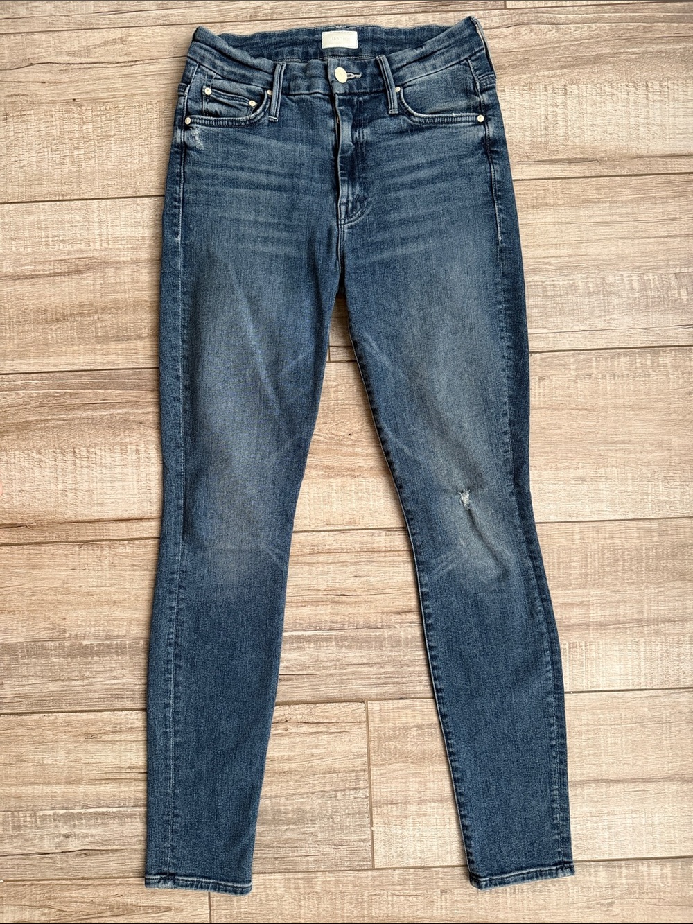 MOTHER The High Waisted Looker Skinny Jeans Blue Wash Size 25